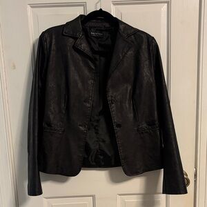 Chic Faux Leather Blazer Jacket